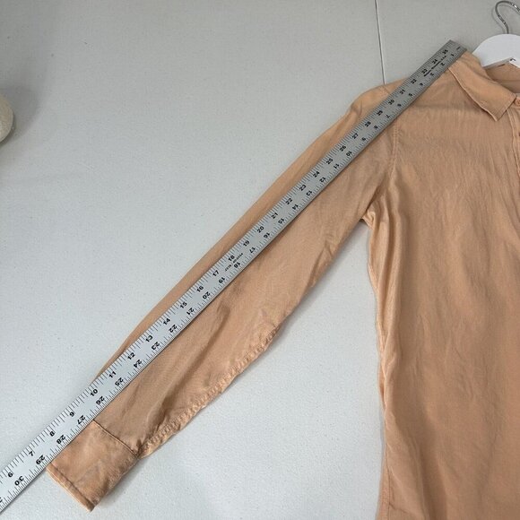 Equipment Womens Top Small Parasol Peach Orange Silk Button Shirt Blouse Work - Picture 5 of 11